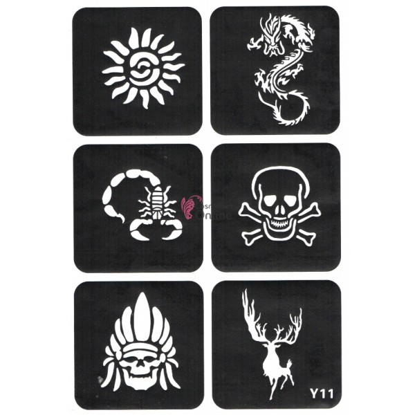 Sabloane de corp pentru tatuaje temporare Henna SHT023, set 6 bucati